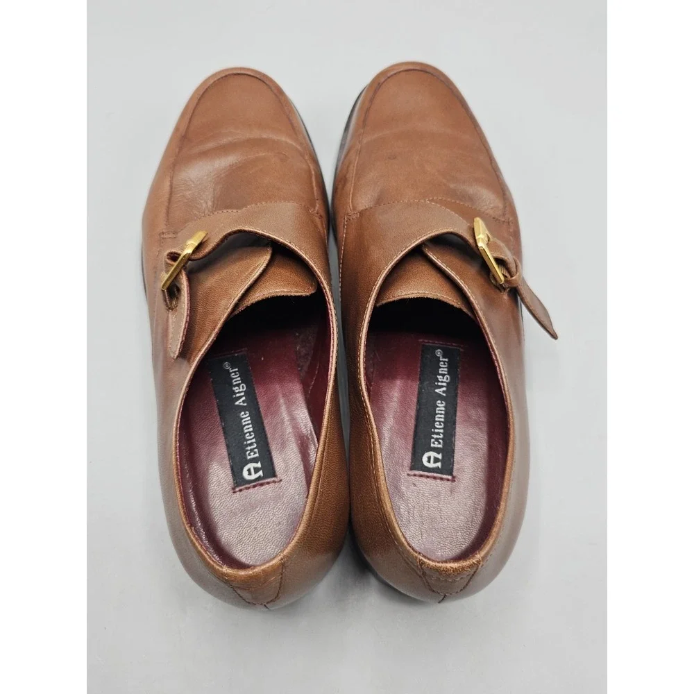 Etienne Aigner‎ Brown Monk Strap Buckle Shoes Loafers Womens 9 Garner